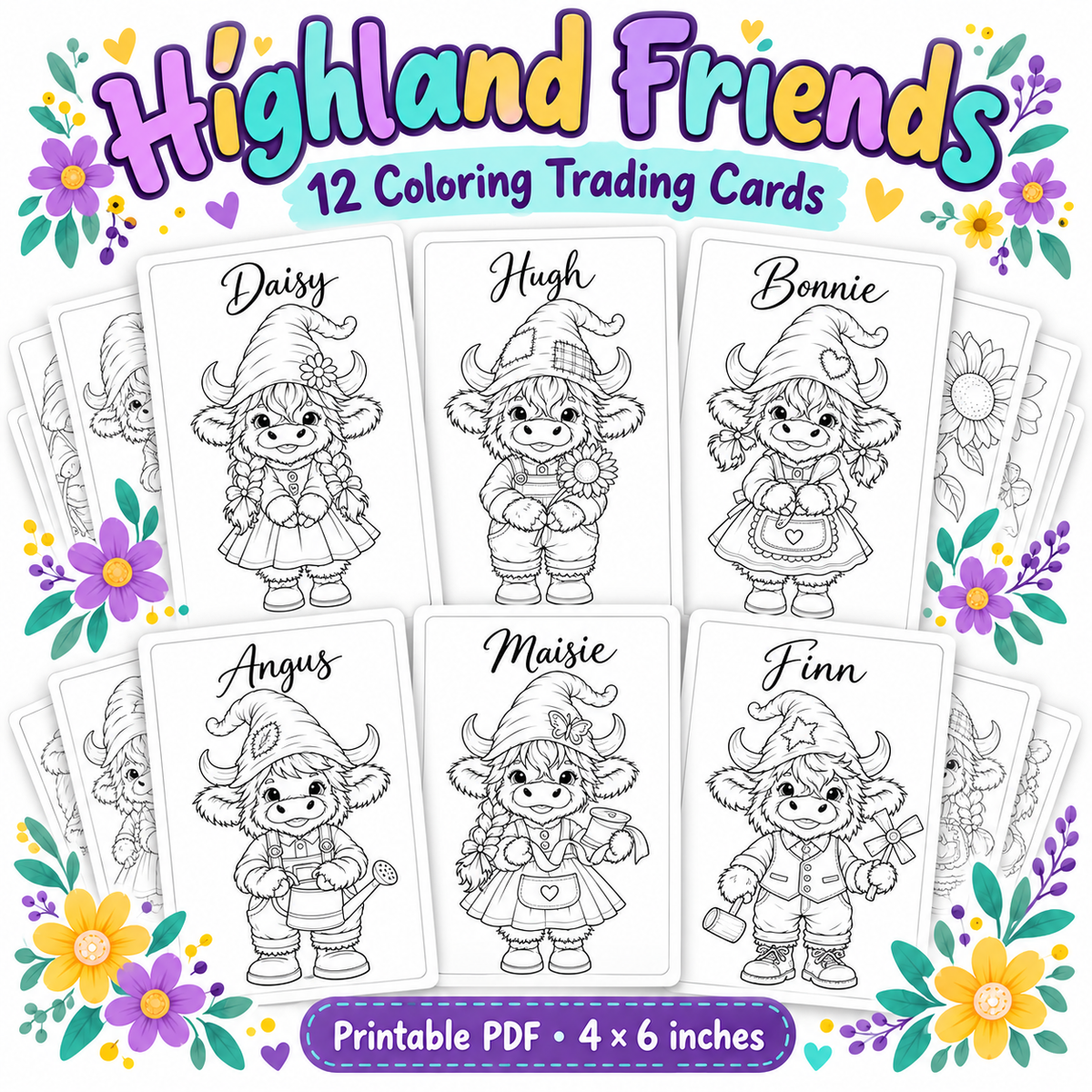 Highland Friends - A Cozy Adventure Trading Cards (Printable PDF)