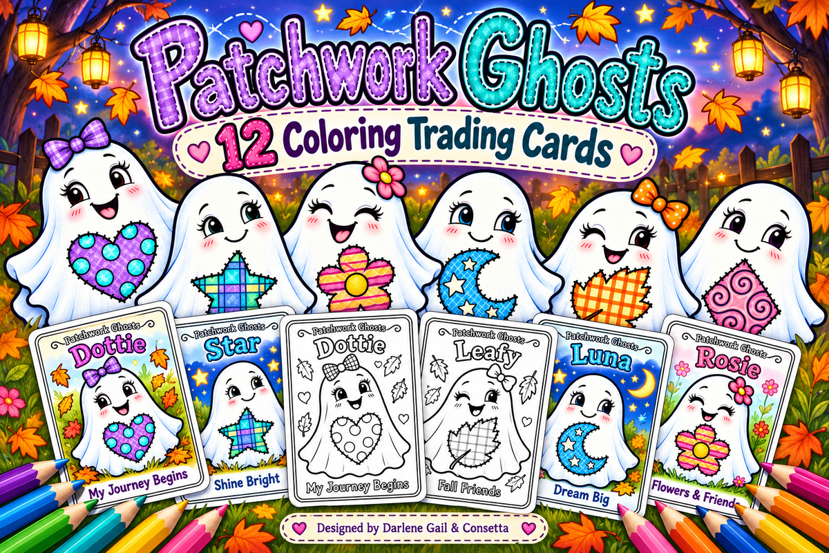 Patchwork Ghosts Trading Cards (Printable)