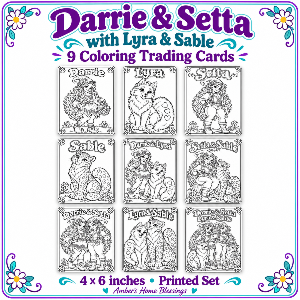 Printed Coloring Trading Cards