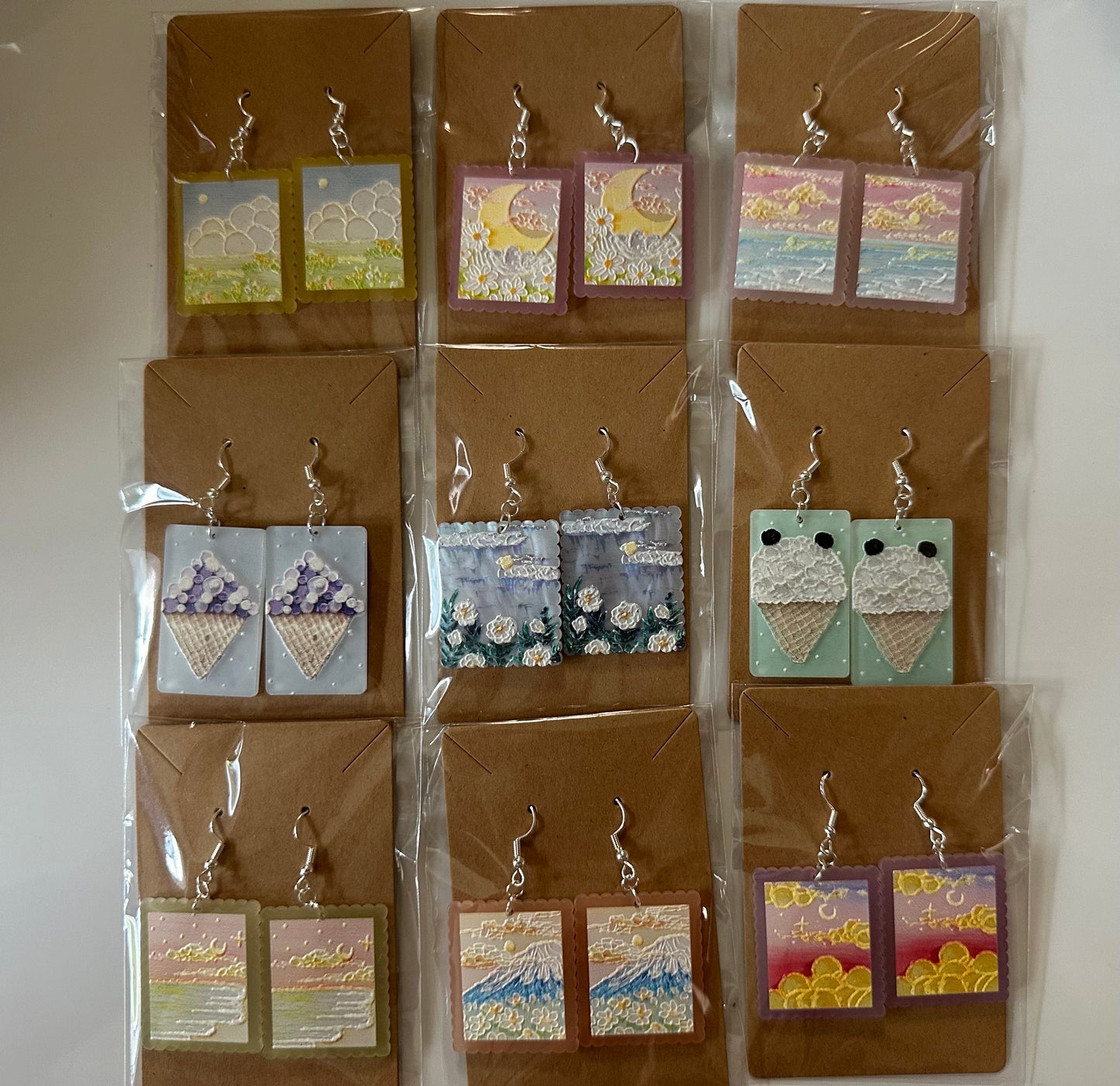 Mini Paintings with Silver Ear Hooks