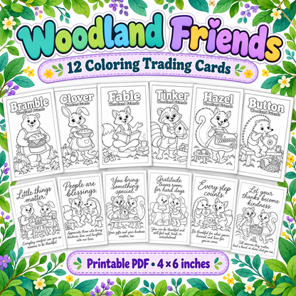 Woodland Friends – Friendsgiving Book & Trading Cards Bundle (Printable PDFs)